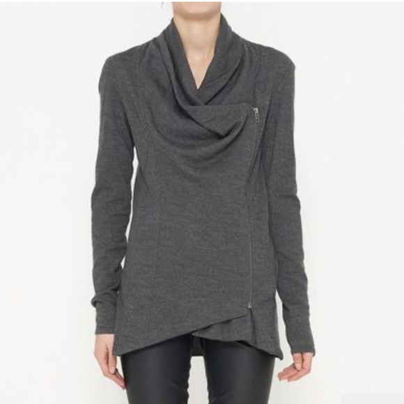 Helmut Lang Jackets & Blazers - Helmut Lang Grey Sonar Wool Shawl Collar Sweater
